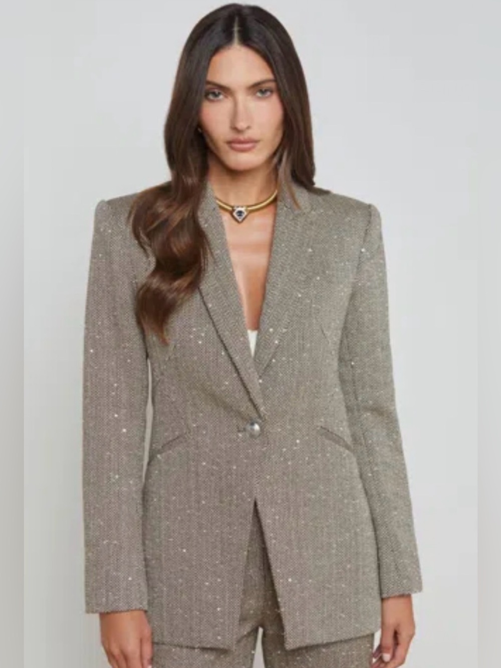 L’AGENCE Sequin Herringbone Blazer . Olive /Ecru . Size 0 🤍